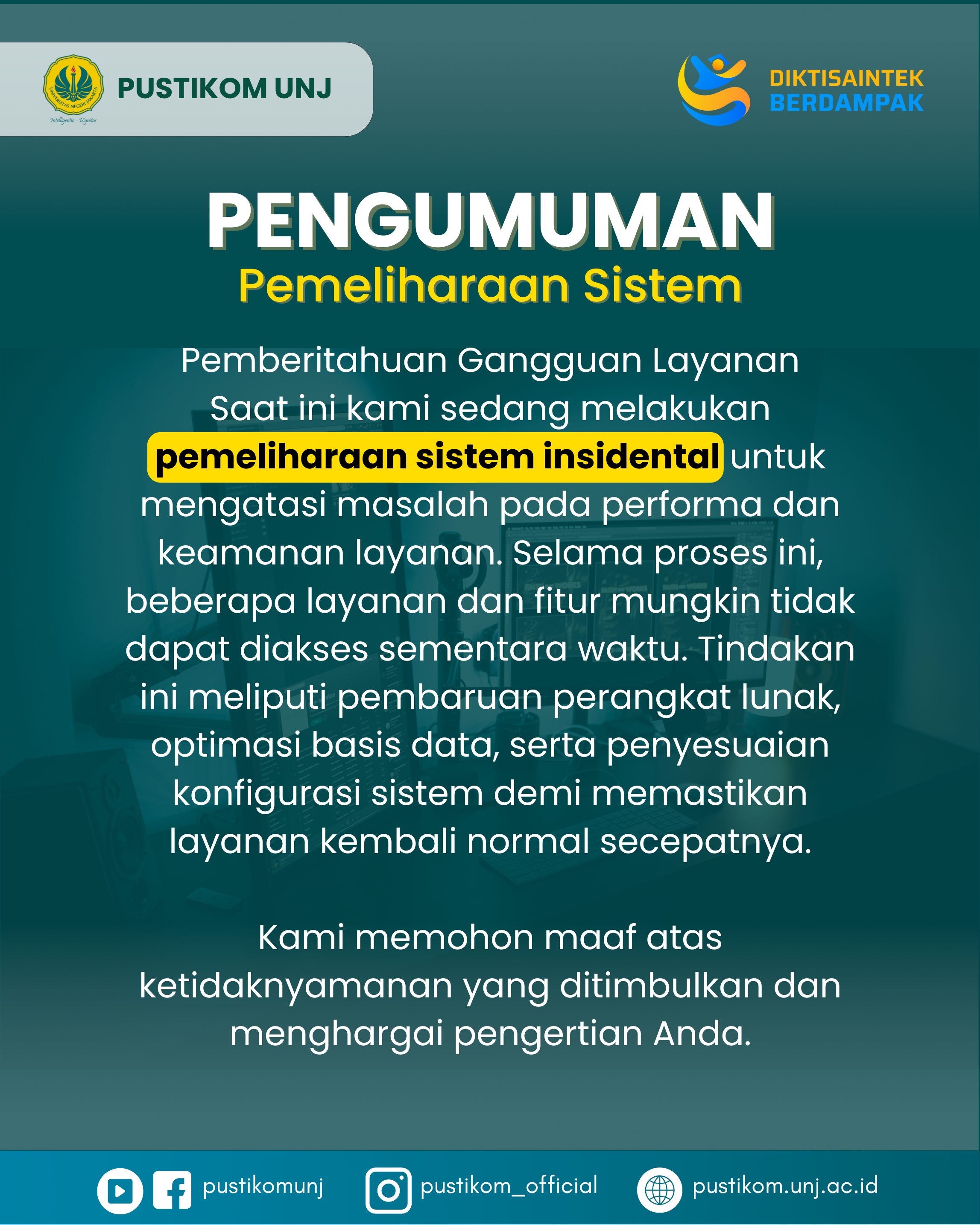 Pemberitahuan Pemeliharaan Sistem